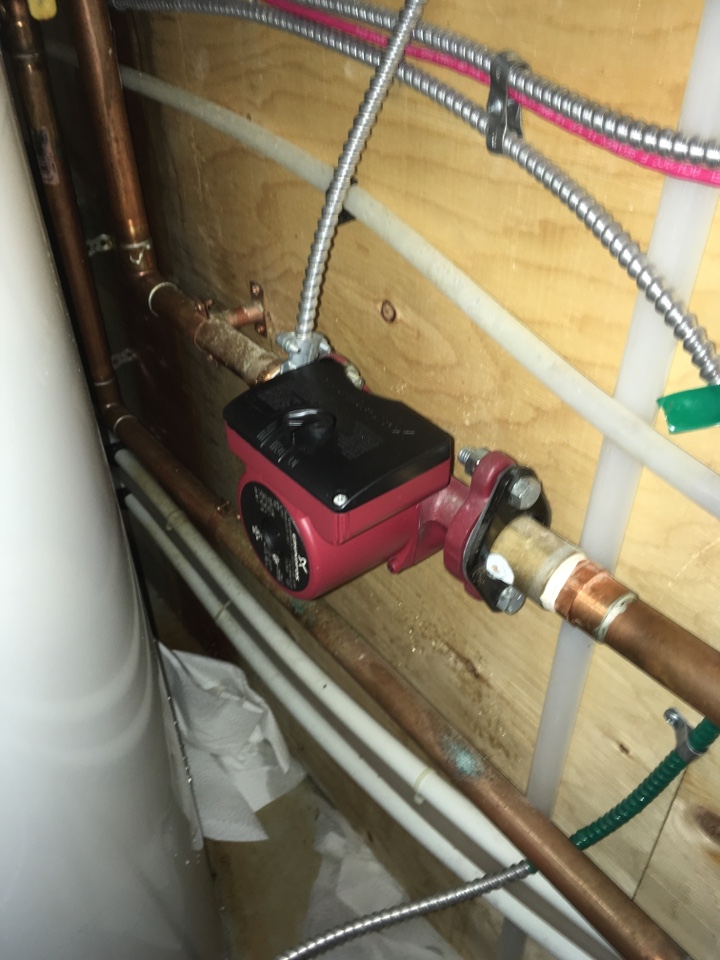 Millarville, AB - Placing circulation pump on in floor heat system Millarville, AB - Placing circulation pump on in floor heat system